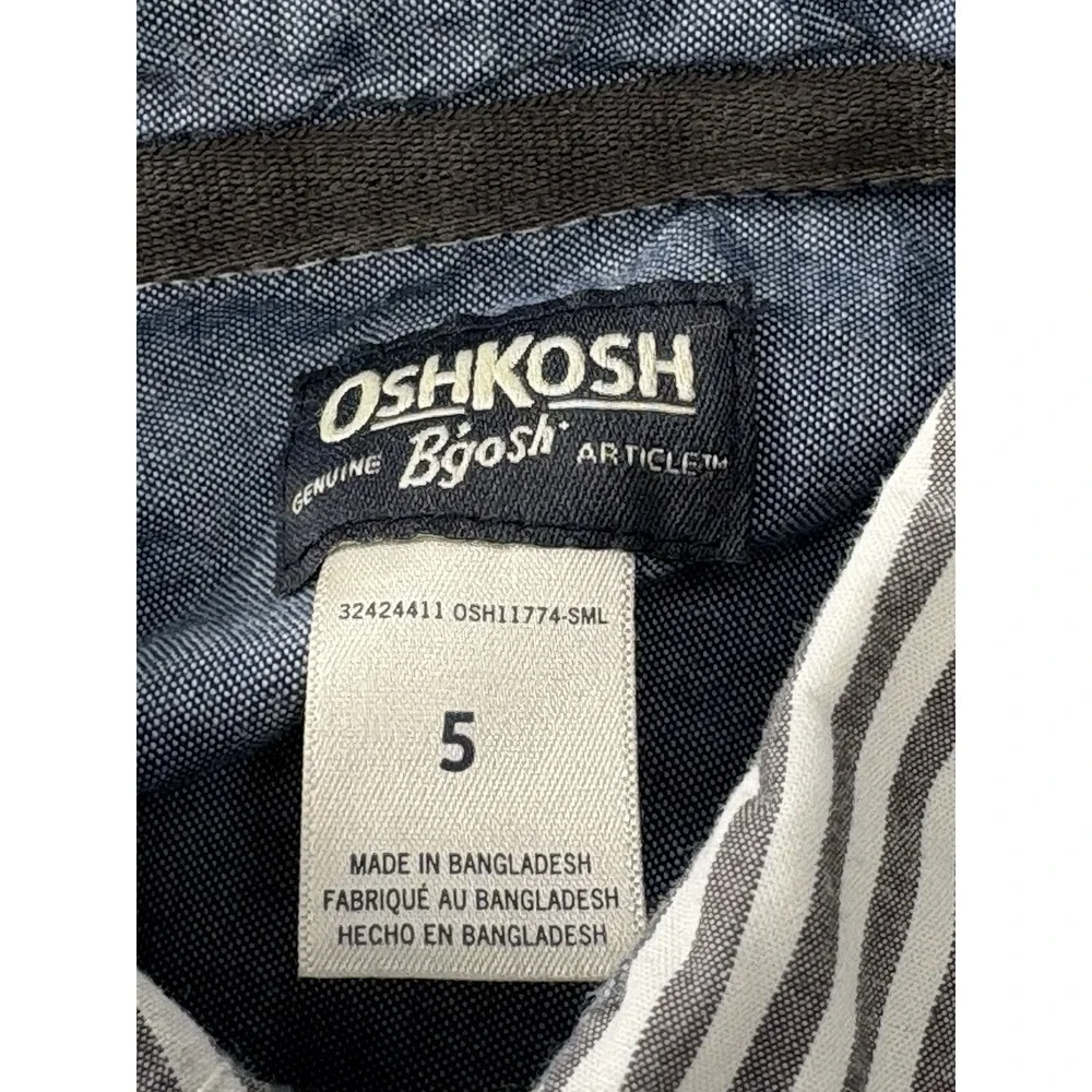 Oshkosh Bgosh Boys Size 5 Striped Button Down Shirt 100%‎ Cotton Long Sleeve